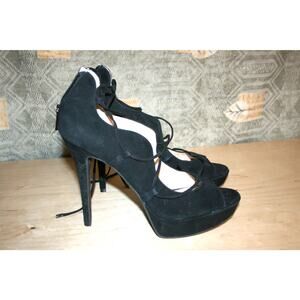 Jessica Simpson Baylinn Black Suede Leather Open Toe Pumps 11 M / 41